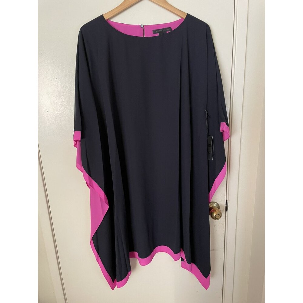 WORTH New York Kaftan Style Navy/ Hot Pink Dress Size Large